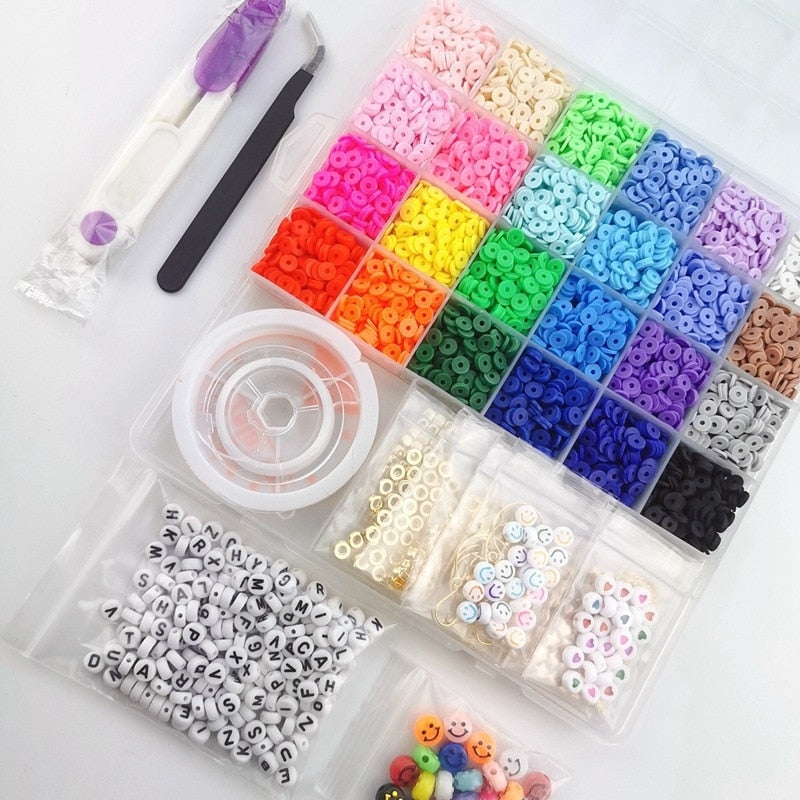 Set Margele din Lut Macvi® 6000 Piese 24 Culori pentru Bratari si Bijuterii DIY