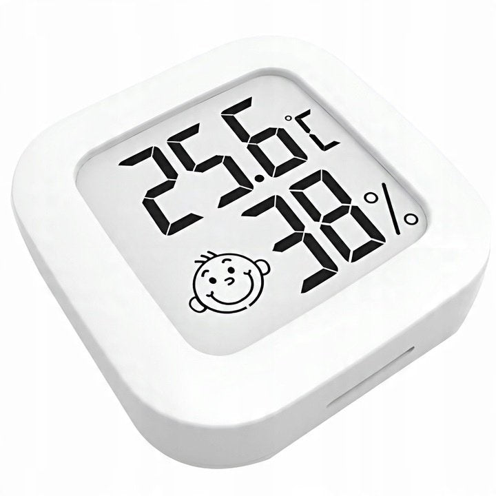 Termometru si higrometru camera Macvi®, indicator comfort, citire 10 secunde, senzor precis, Interval umiditate: 10% - 99% RH, -20°C pana la +60°C, ultra compact, alb