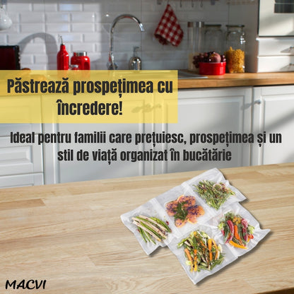 Set pungi vidat Macvi® 20x30 cm, 50 bucati, rezistente, pentru sous-vide si depozitare