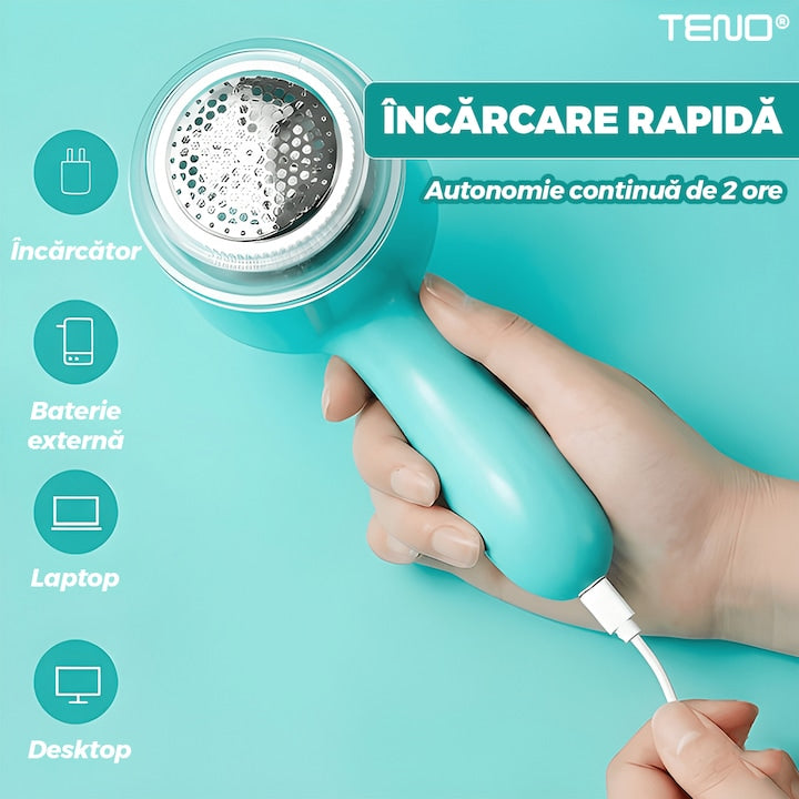 Aparat electric de curatat scame Teno, putere ridicata, ergonomic, turcoaz