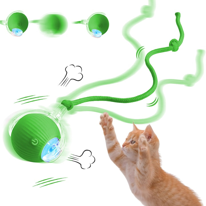 Jucarie Interactiva Smart pentru Pisici Teno®, de interior, cu lumini LED, stimuleaza animalele, acumulator USB-C, functie inteligenta, verde