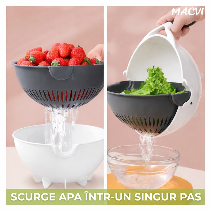 Razatoare Smart Macvi® Vet Basket pentru Legume, cu Bol pentru Prespalare
