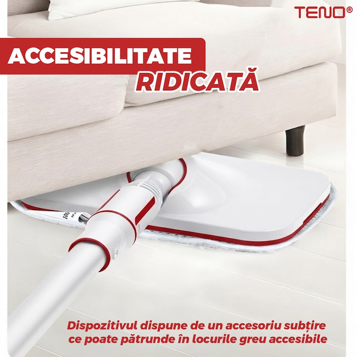 Aparat de Curat cu Abur Teno®, incalzire imediata, capacitate mare, presiune ridicata, temperatura 100-140°, accesorii incluse, alb/rosu