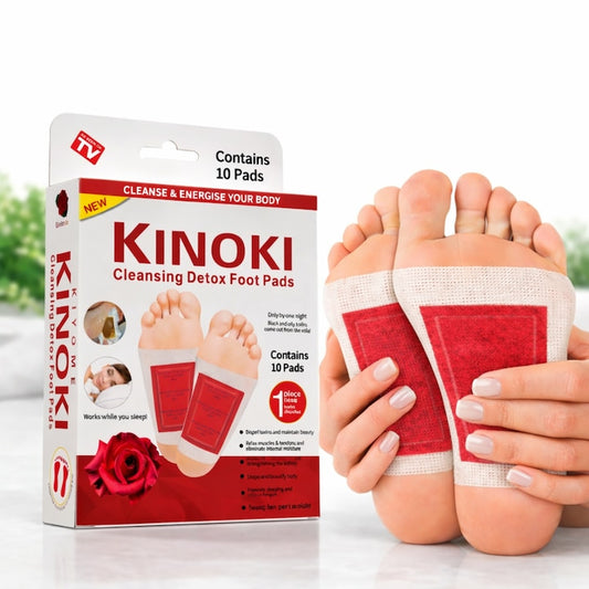 Set 10 Plasturi Plasturi Detox KINOKI Macvi® pentru Picioare cu trandafir, Detoxifiere Naturala, Eliminare Toxine, Reducere Miros Neplacut, Imbunatatire Somn, Relaxare si Revitalizare