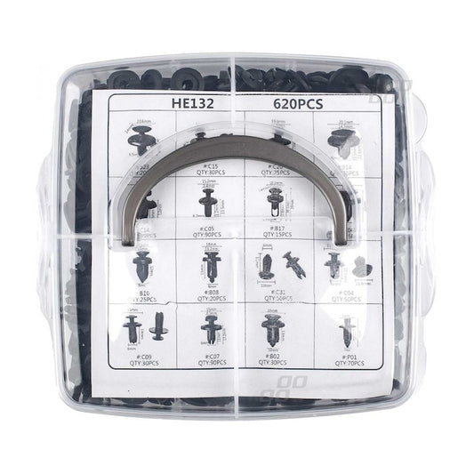 Set Cleme Auto 620 Piese Macvi, 16 Tipuri, Plastic Rezistent, Cutie Organizare