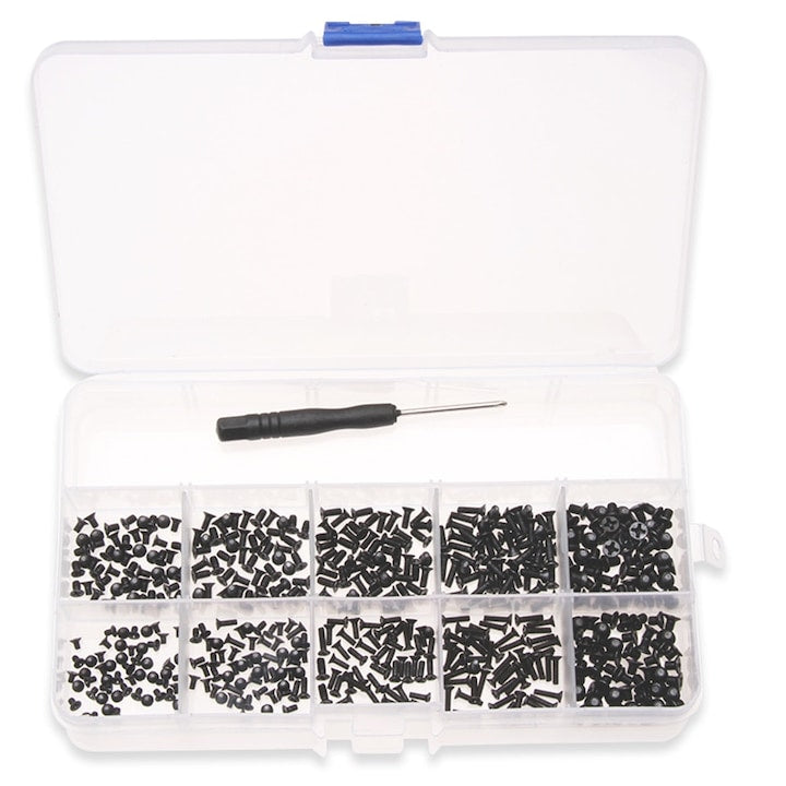 Suruburi Negre M2 M3 Macvi®, Set 500 Bucati, 10 Dimensiuni, Cu Surubelnita, Metal Rezistent, Organizare DIY