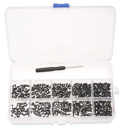 Suruburi Negre M2 M3 Macvi®, Set 500 Bucati, 10 Dimensiuni, Cu Surubelnita, Metal Rezistent, Organizare DIY