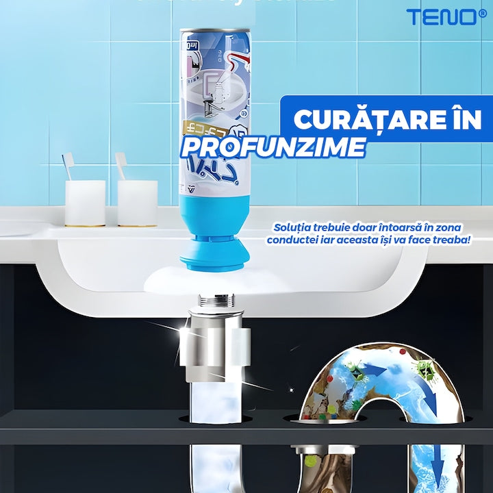 Solutie Desfundat Tevi Teno®, universala, pentru chiuveta/cada/scurgeri, actiune rapida, efect instant, usor de utilizat, 500 ml