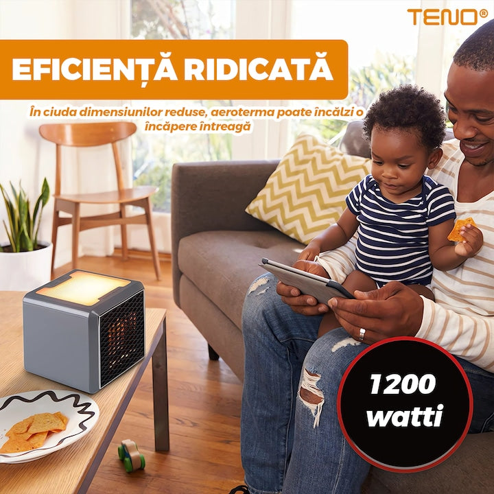 Mini Aeroterma Portabila Teno, 1200 W, incalzire rapida, gri