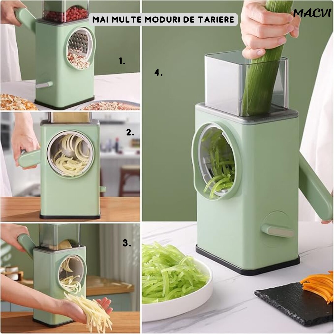 Razatoare Multifunctionala Macvi®, Plastic/Otel Inoxidabil, 28.5 x 13.5 x 9.2 cm, Verde Deschis