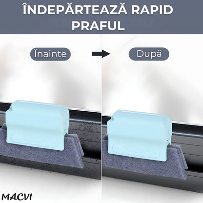 Set Curatare Geamuri Macvi® 3 Dispozitive Profesionale pentru Termopan Colturi Sina Ferestre cu 2 Mini Perii 3 Lavete Rezerva