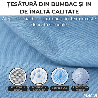 Organizator depozitare Macvi® 100 litri, cutie textila pliabila cu capac si fermoar, panou transparent pentru vizualizare si cadru metalic robust, ideala pentru haine voluminoase si depozitare