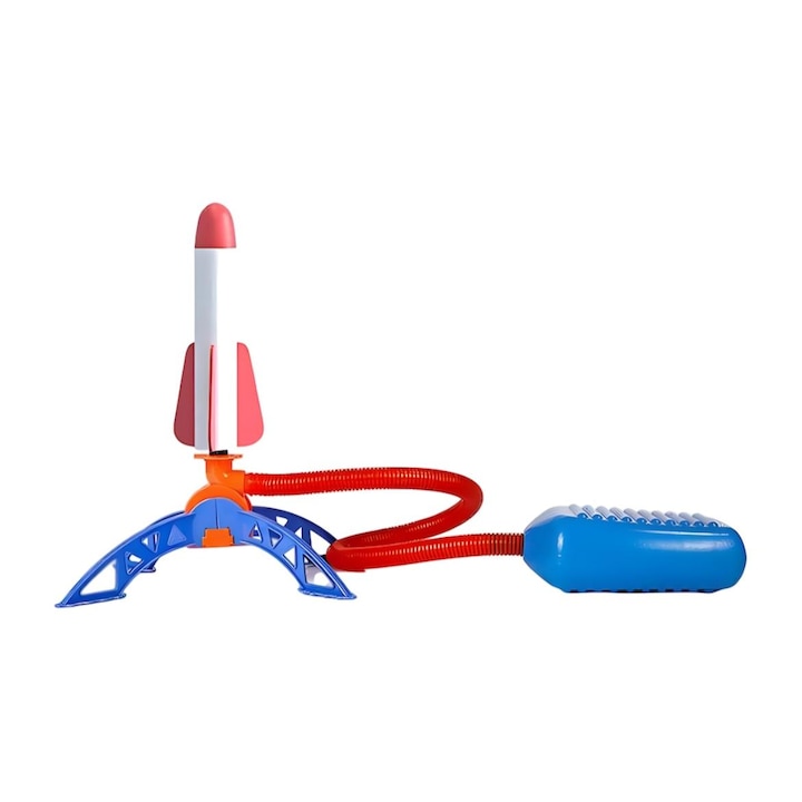 Set Lansator Rachete Macvi® cu Presiune Aer 2 Rachete Directie Reglabila Jucarie Exterior Copii