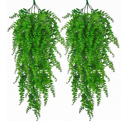 Set 2 Plante Artificiale Tip Iedera Teno®, ramuri agatatoare, aspect natural, rezistente la conditii meteo, frunze detasabile, interior/exterior, 85 cm, verde