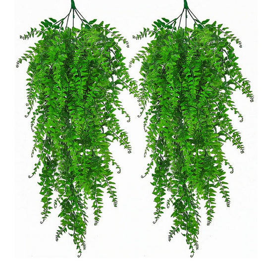 Set 2 Plante Artificiale Tip Iedera Teno®, ramuri agatatoare, aspect natural, rezistente la conditii meteo, frunze detasabile, interior/exterior, 85 cm, verde