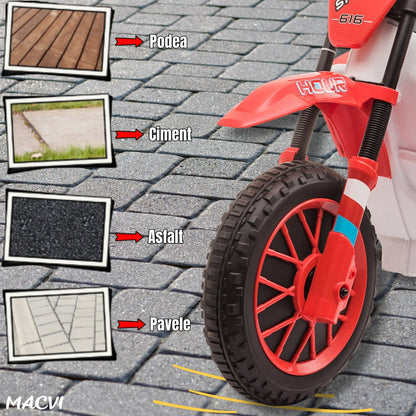 MOTOCICLETA CU ROTI AJUTATOARE ROSIE