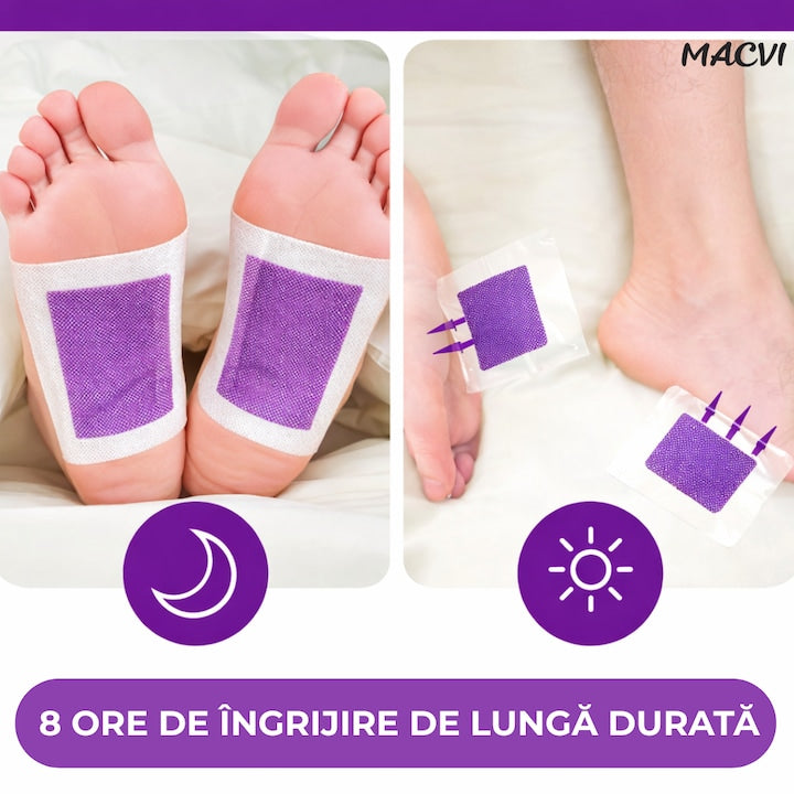 Set 10 Plasturi Plasturi Detox KINOKI Macvi® pentru Picioare cu Lavanda, Detoxifiere Naturala, Eliminare Toxine, Reducere Miros Neplacut, Imbunatatire Somn, Relaxare si Revitalizare