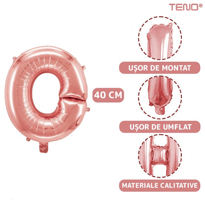 Balon in Forma de Litera O Teno®, metalizat, pentru Petreceri/Aniversari/Evenimente, rezistent, folie, rose gold, 40 cm