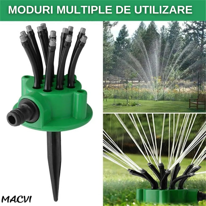 Aspersor Gradina Multifunctional Macvi® 360°, 12 Tuburi Flexibile, Economisire Apa