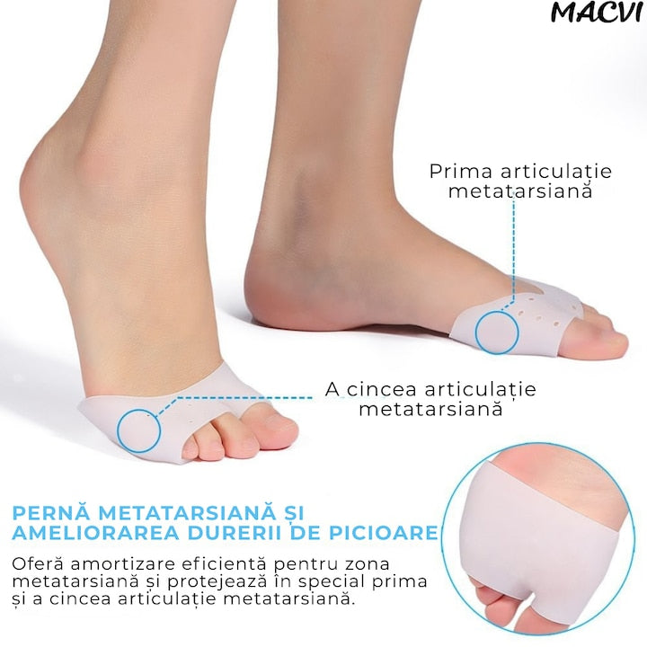 Protectii Gel pentru Degete si Antepicior, MACVI, Set 1 Pereche, Silicon, Ameliorare Dureri Monturi si Fasciita Plantara