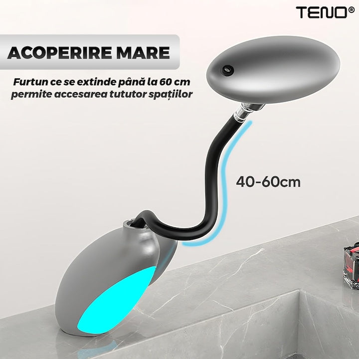 Baterie chiuveta Teno, cap retractabil, iluminare LED, crom/gri