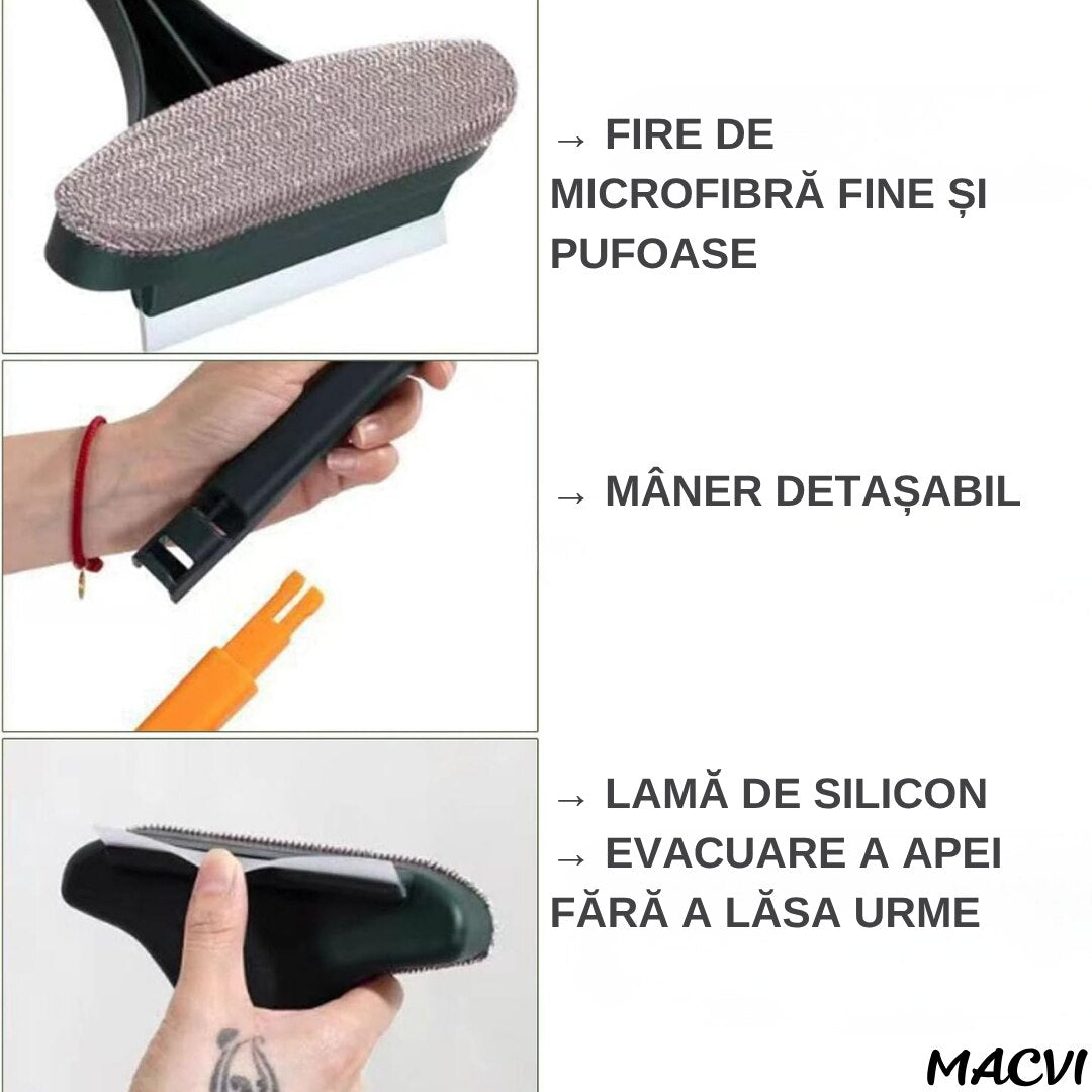 Racleta Macvi®, cauciuc, 46 x 15 cm, negru/galben, pentru curatarea rapida a sticlei si placilor