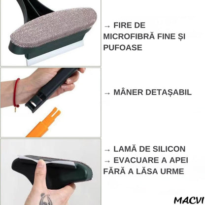 Racleta Macvi®, cauciuc, 46 x 15 cm, negru/galben, pentru curatarea rapida a sticlei si placilor