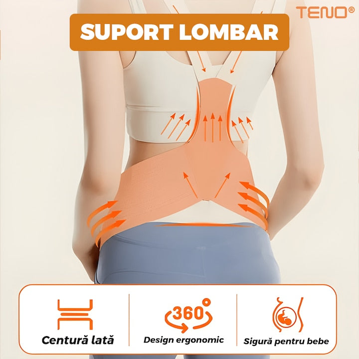Banda de Suport pentru Gravide Teno®, centura abdominala, reduce durerea lombara, moale, respirabila, elastica, crem