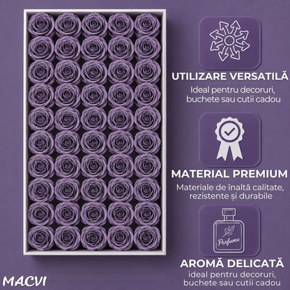 Set 50 trandafiri din sapun, 5x5 cm, calitate premium, decor si cadou elegant, Visiniu inchis