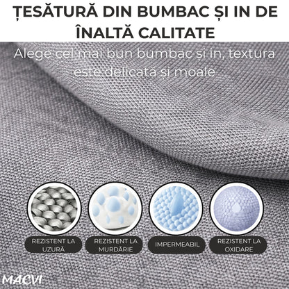 Organizator depozitare Macvi® 100 litri, cutie textila pliabila cu capac si fermoar, panou transparent pentru vizualizare si cadru metalic robust, ideala pentru haine voluminoase si depozitare