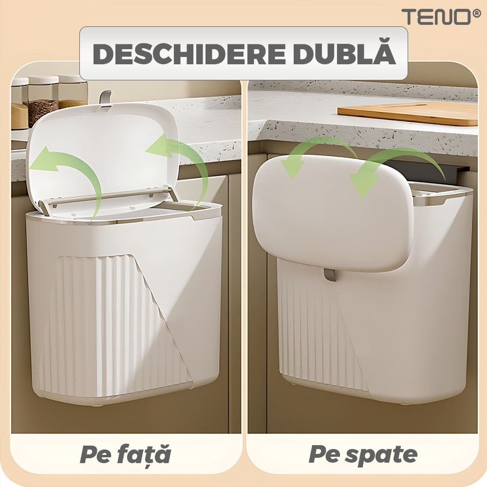 Cos de gunoi, Teno, alb, 7 L, design modern, doua moduri de deschidere, alb