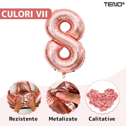 Set 2 Baloane Cifra 18 Teno®, pentru Petreceri/Aniversari/Evenimente/Majorate, 105 cm, rose gold