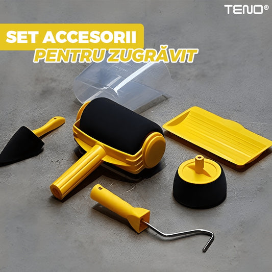 Set Trafalet Teno®, 4 accesorii, trafalet clasic, trafalet pentru tocuri si accesoriu pentru colturi, rezervor incorporat, albastru