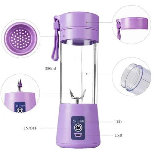 Mini Blender Electric Macvi® ,75 W,1x USB, 380 ml, Mov