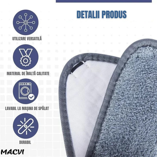Laveta pentru mop triunghiular Macvi®, material absorbant de inalta eficienta, ideala pentru curatarea rapida si temeinica a suprafetelor.