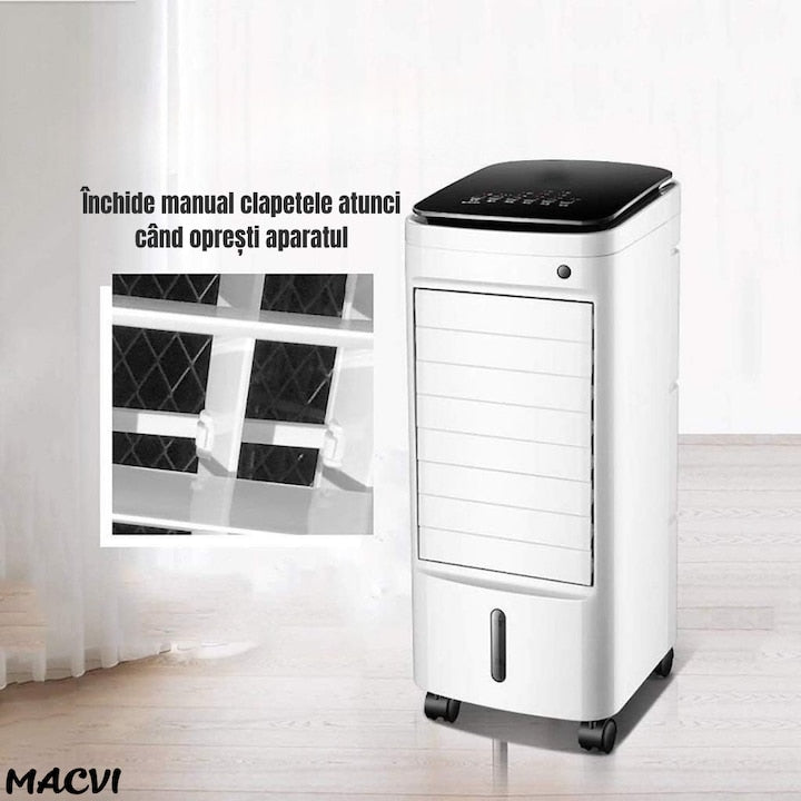 Racitor Macvi®, control digital, telecomanda, 65W, rezervor 3.5L, 3 viteze, 2 moduri de suflare, portabil, alb