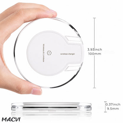 Incarcator wireless MACVI® wireless alb cablu microusb inclus, universal