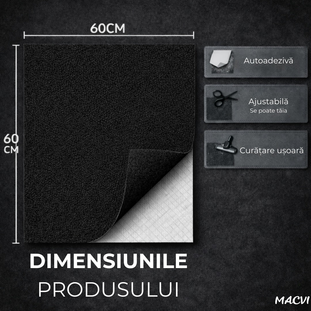 Mocheta scari Macvi® dale autoadezive 60x60 cm, 1 buc. mocheta textila, ajustabila, montaj rapid fara unelte, curatare usoara, potrivita pentru scari, camera copiilor, dressing, aplicare rapida