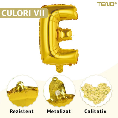 Balon in Forma de Litera E Teno®, metalizat, pentru Petreceri/Aniversari/Evenimente, rezistent, folie, gold, 40 cm