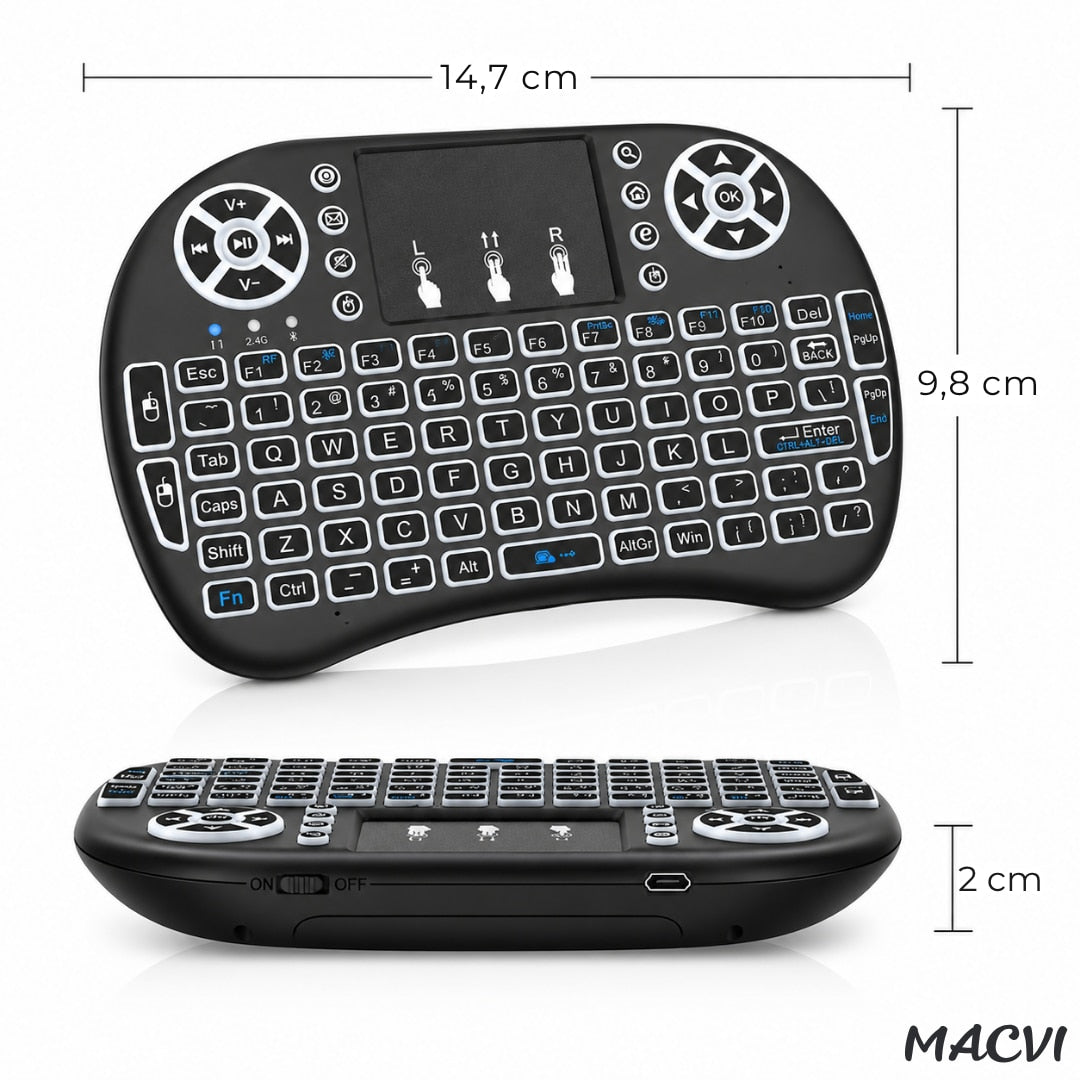 Tastatura Wireless Macvi® i8 RGB Air Mouse Touchpad Iluminata pentru Smart TV Android TV Box PC Laptop Reincarcabila