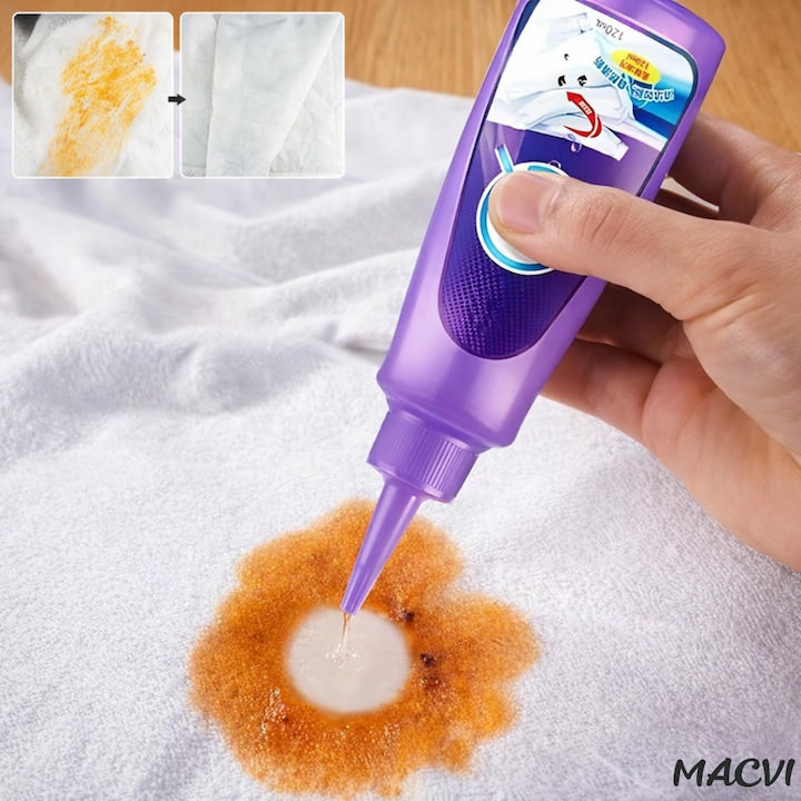 Detergent lichid pentru indepartarea petelor Macvi®, cu enzime active, pentru toate tipurile de haine, 120 ml, actiune imediata
