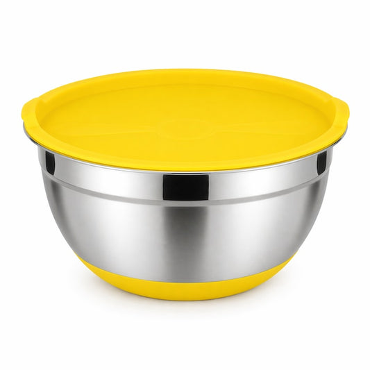 Castron MACVI cu capac, inox, 20 cm, antiderapant, galben