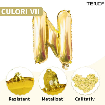 Balon in Forma de Litera N Teno®, metalizat, pentru Petreceri/Aniversari/Evenimente, rezistent, folie, gold, 40 cm
