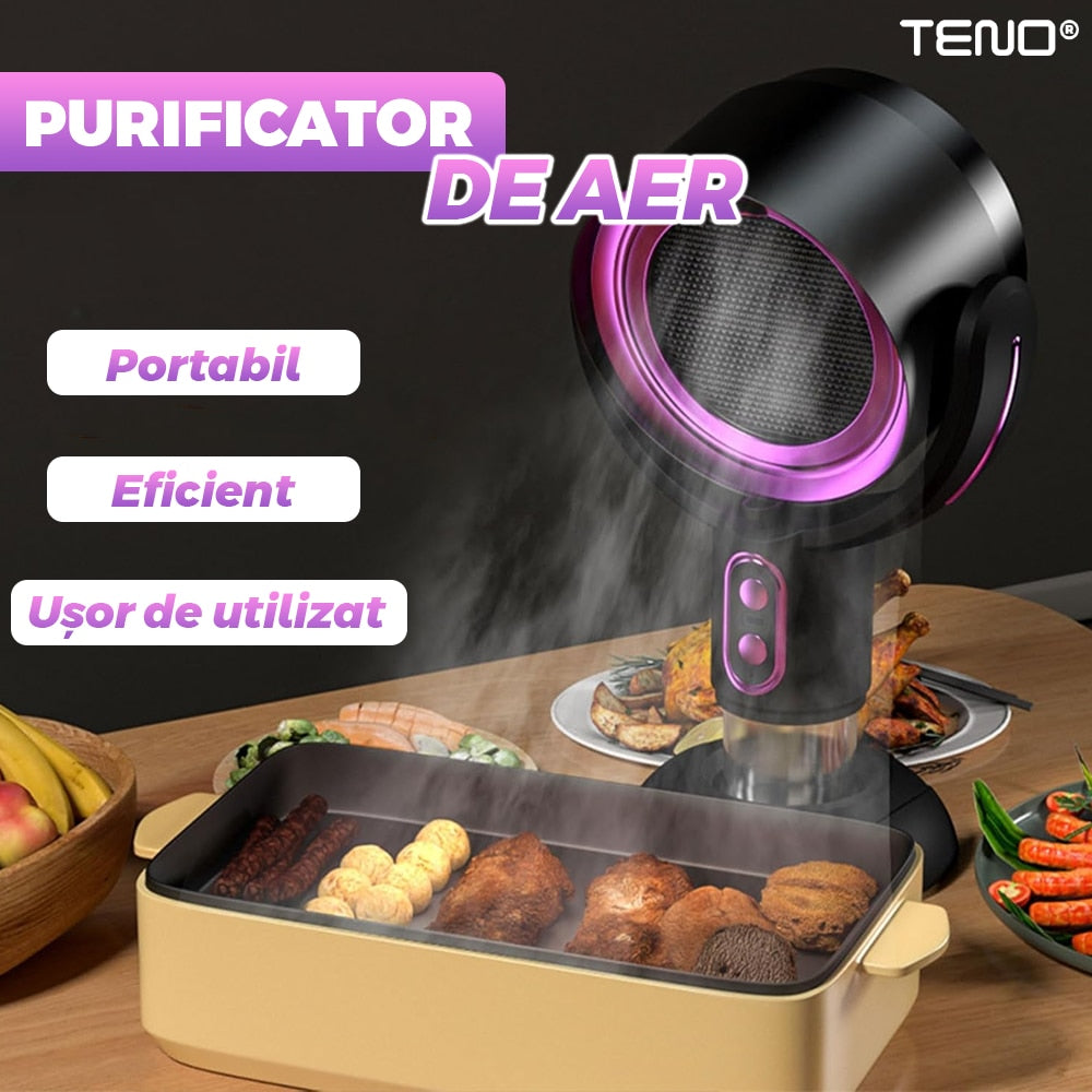 Ventilator de Masa Teno®, purificator de aer, hota de ulei si abur, compartiment pentru ulei, inclinabil, structura stabila, rezistenta ridicata, mov