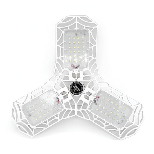 Lampa LED cu 3 Brate Mobile Teno®, 3 aripi pliabile, 36 LED-uri, flux luminos 3000LM, lumina alba rece 6000-6500K, bec iluminare pentru interior garaj/depozit/atelier, alb