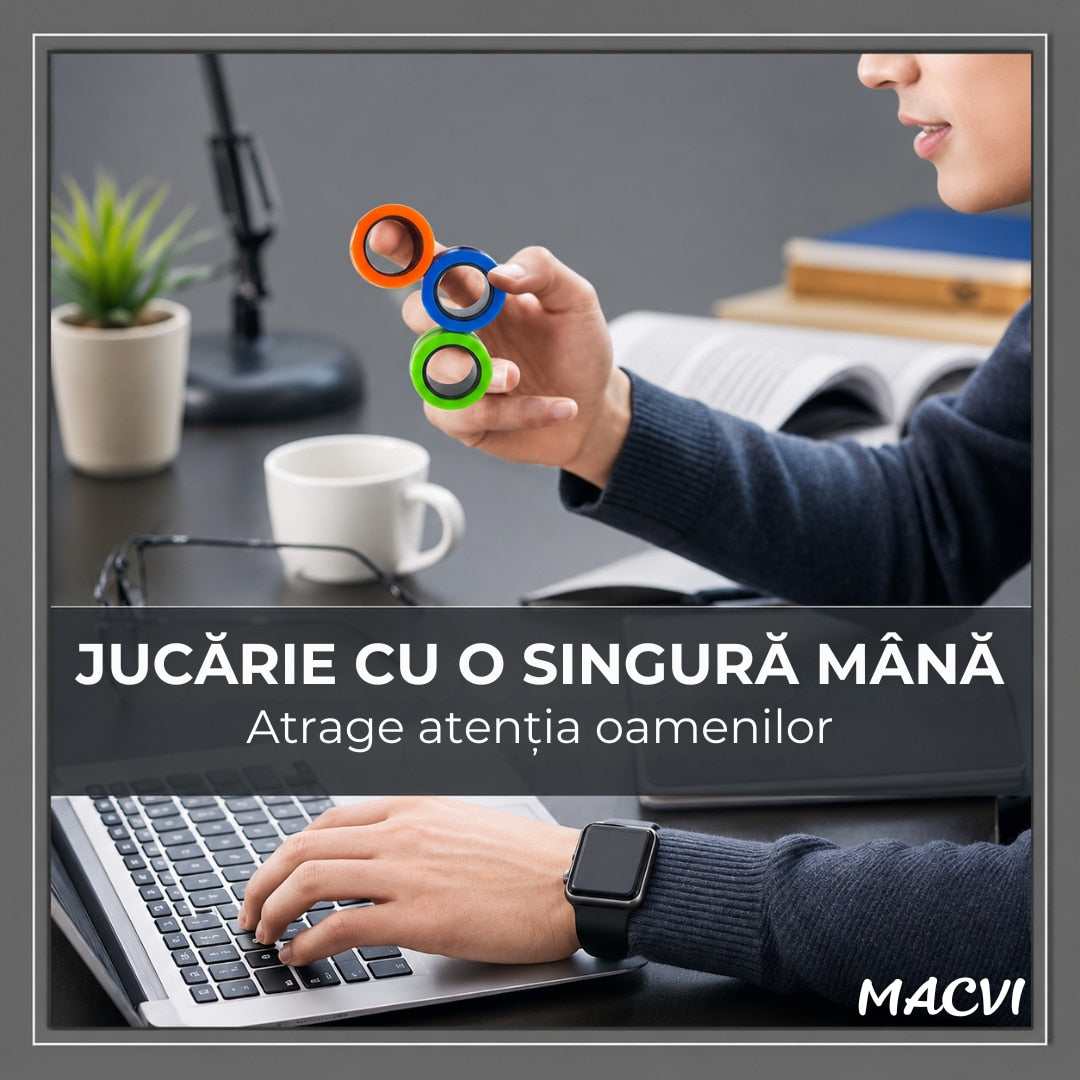 Set 3 inele Macvi® magnetice antistres Fidget, Multicolor