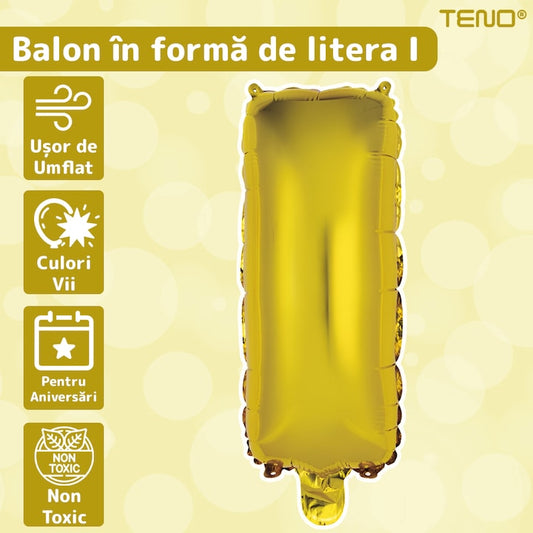 Balon in Forma de Litera I Teno®, metalizat, pentru Petreceri/Aniversari/Evenimente, rezistent, folie, auriu, 40 cm