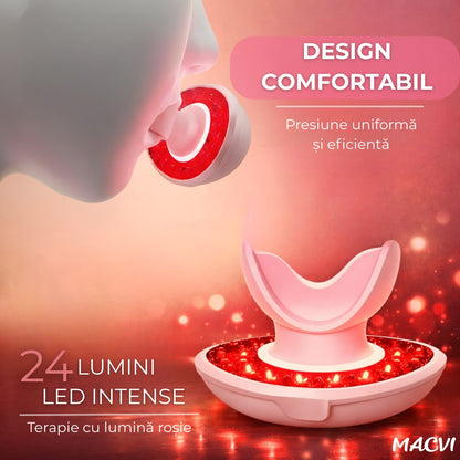 Dispozitiv volum buze MACVI, LED rosu 24 lumini, compact 8.5 cm, incarcare Type C