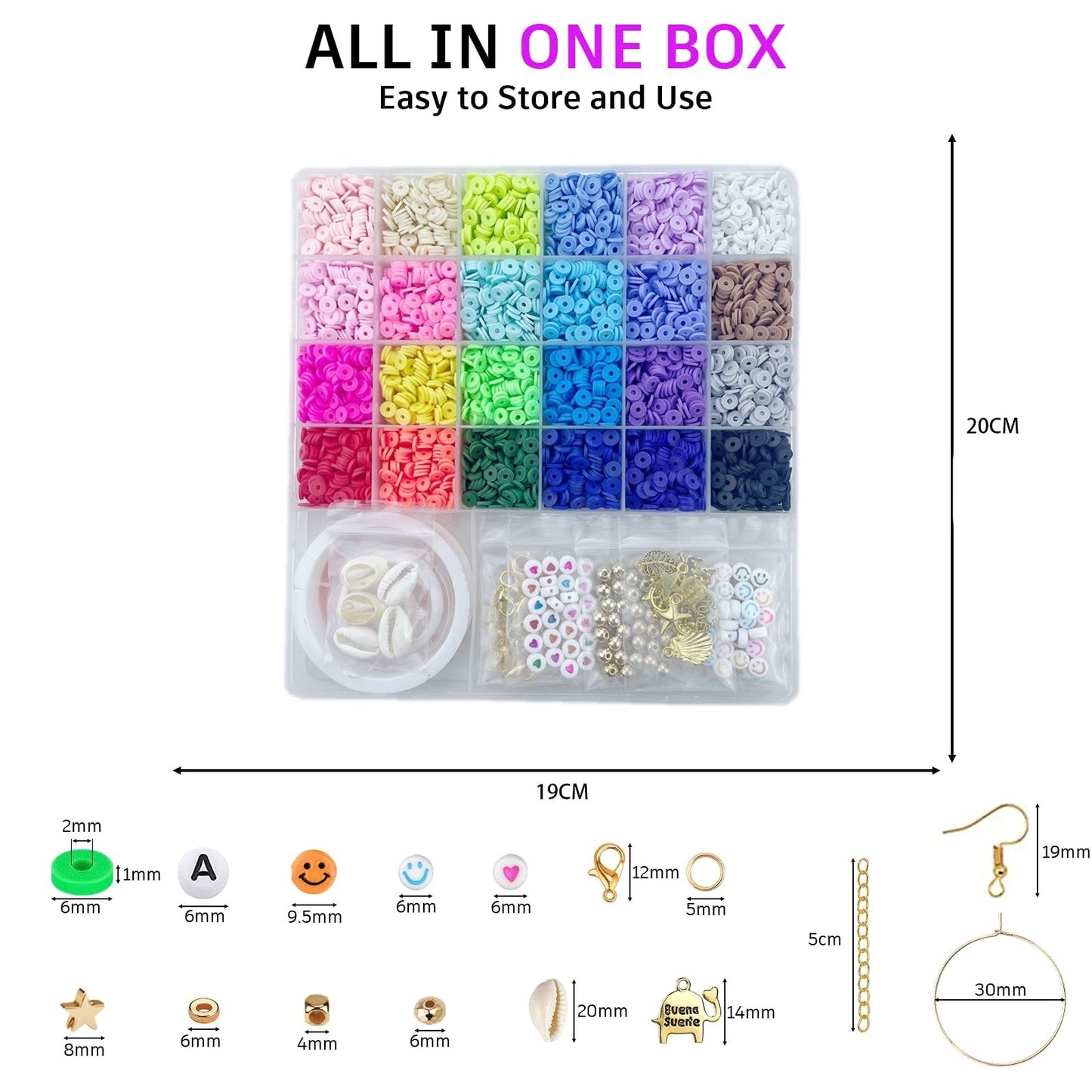 Set Margele din Lut Macvi® 6000 Piese 24 Culori pentru Bratari si Bijuterii DIY