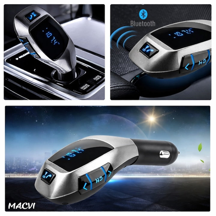 Kit Auto Macvi® cu Functie de Modulator FM si Bluetooth, Compatibil cu Dispozitive Mobile, Functie Handsfree